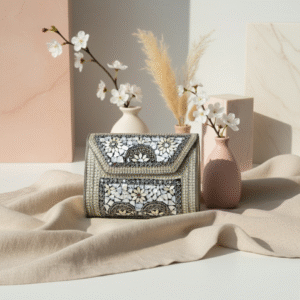 Handmade Mosaic Metal Clutch Handbag (Silver)