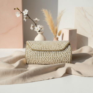 Handmade Pearl Metal Clutch Handbag
