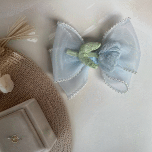 Korean-Inspired Hair Accessory – Elegant Flower Bow Clip Aesthetic Hair Clip (Blue)