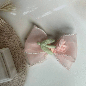 Korean-Inspired Hair Accessory – Elegant Flower Bow Clip Aesthetic Hair Clip (Pink)
