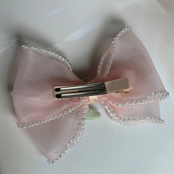 Korean-Inspired Hair Accessory – Elegant Flower Bow Aesthetic Hair Clip (Pink) - Image 2