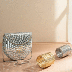 Mirror Handbag (Mini) Spiral Viral Gold and Silver Bracelets