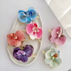 Orchid Flower Hair Claw Clips – Cute Floral Hair Accessories  (1 Pairs)