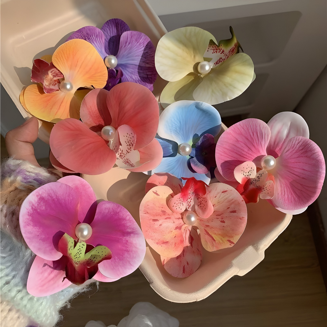 Orchid Flower Hair Clips for Girls – Cute Floral Hair Accessories for Kids (1 Pairs) - Image 2
