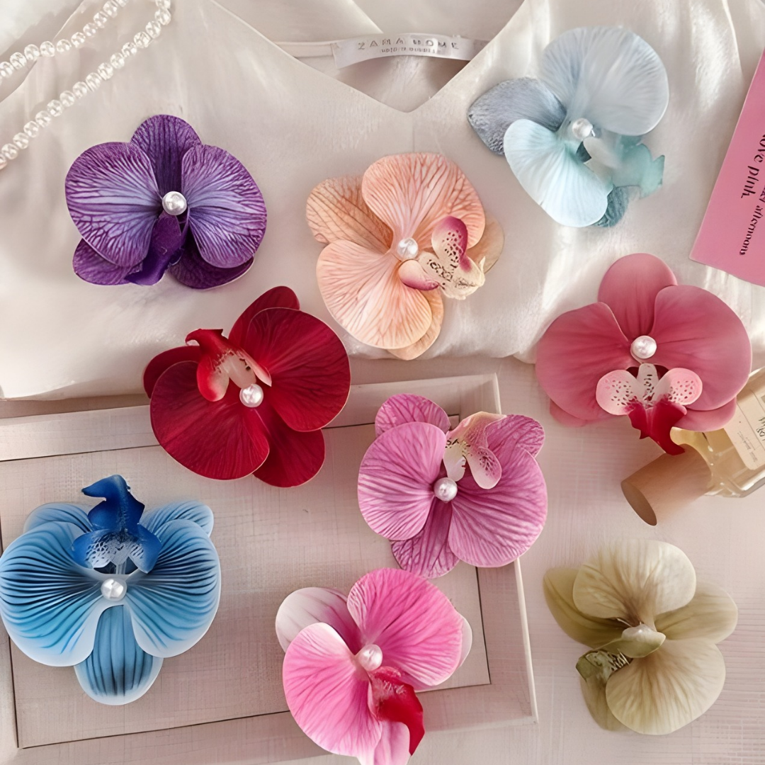 Orchid Flower Hair Clips for Girls – Cute Floral Hair Accessories for Kids (1 Pairs)