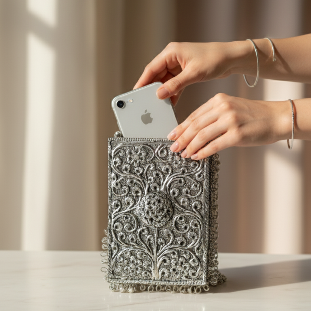 Premium Handmade Chaandi Mobile Cover Sling Bag - Image 2