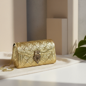 Premium Handmade Golden Polish Metal Handbag