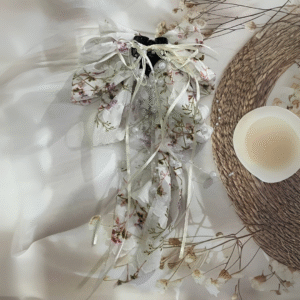 Premium Korean Ribbon Beaded Hair Bow Claw Clip Hair Accessories for Women (Pink)