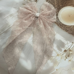 Premium Korean Ribbon Hair Bow Clip Hair Accessories for Women (Pink)