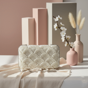 Premium Pearl Work Handmade Metal Clutch Handbag