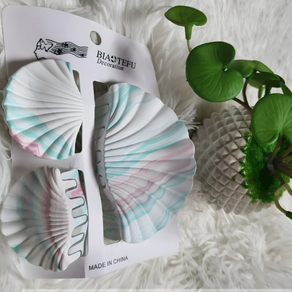 Trendy Ocean Shell Design Large Size Hair Claw Clip Set (Pack of 3 Pcs, Random Color) - Image 17