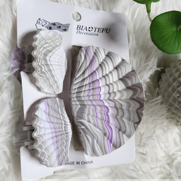 Trendy Ocean Shell Design Large Size Hair Claw Clip Set (Pack of 3 Pcs, Random Color) - Image 12