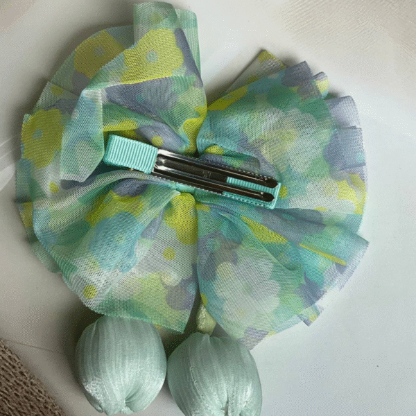 Tulip Korean-Inspired Hair Accessory – Elegant Multicolor Bow with Hanging Tulip Aesthetic Hair Clip - Image 3