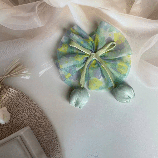 Tulip Korean-Inspired Hair Accessory – Elegant Multicolor Bow with Hanging Tulip Aesthetic Hair Clip - Image 4