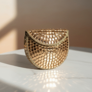 Mini Mirror Clutch Handbag (Golden)